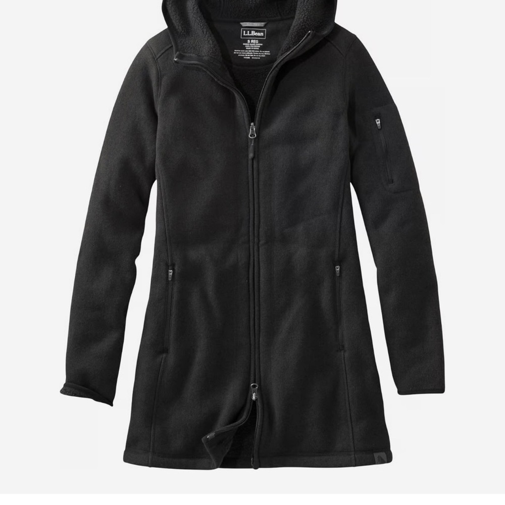 L.L.Bean Black Sweater Fleece Hooded Jacket Women’s Small Full Zip